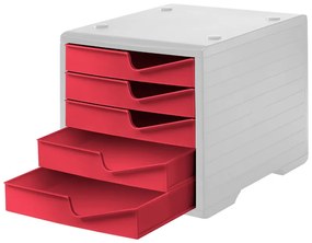 Triediaci box, 5 zásuviek, sivá/červená