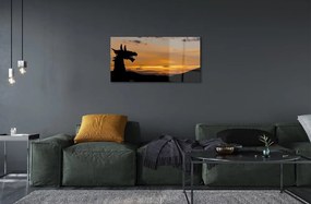 Sklenený obraz Slnko oblohu drak 120x60 cm