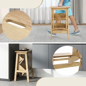 Skladací 3-stupňový schodík, prírodný