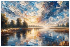 Obraz - Maľba slnka nad vodou (90x60 cm)