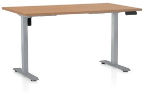 Výškovo nastaviteľný stôl OfficeTech B, 140 x 80 cm, sivá podnož, buk