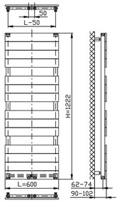 Aqualine Aqualine, BONDI vykurovacie teleso 600x1222mm, biela, DC420T