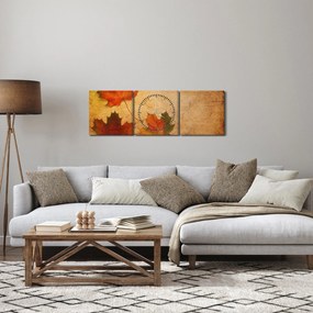 Obraz s jesenným motívom (s hodinami) (90x30 cm)