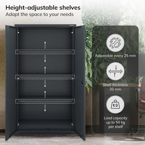 Kovová skriňa MEGAN – antracitová, bez zásuvky, 160 cm