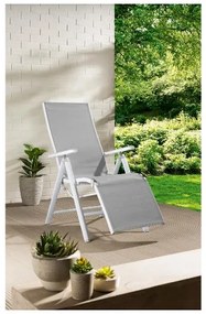 Livarno home Hliníkové kreslo Houston, biele/bledosivé  (100386213)