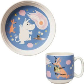 Set hrnčeka a taniera Moomin Space adventure, darčekový box