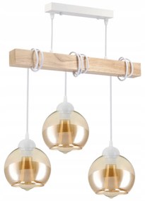 BERGE Drevená LED stropná závesná lampa 3xE27 - biela