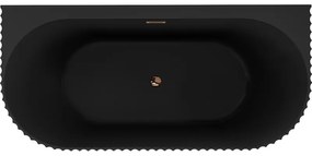 Mexen Sella, voľne stojaca vaňa ku stene, drážkovaná, 170 x 80 cm, čierna matná, ružové zlato, 52711708071-60