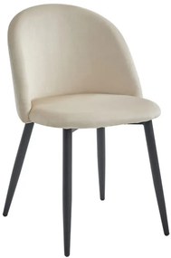 Set troch jedálenských stoličiek BELLO zamatové béžové (čierne nohy) 3ks