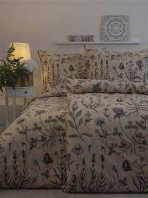 Predĺžené bavlnené obliečky Renforcé – Herbár béžové