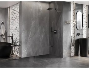 Mexen, Mexen Lunar L sprchová stena pravá 110 x 200 cm, priehľadná 8 mm, pištoľovo sivá kartáčovaná - 830L-110-000-66-00-P