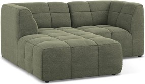 Zelená rohová pohovka z textílie buklé (ľavý roh/s leňoškou) Aloha – Makamii