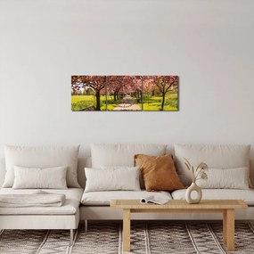 Obraz - sad čerešní (s hodinami) (90x30 cm)