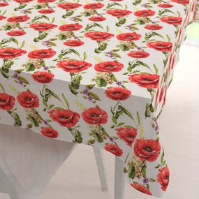 Biante Dekoračný obdĺžnikový obrus PML-101 Vlčie maky na bielom 140x220 cm