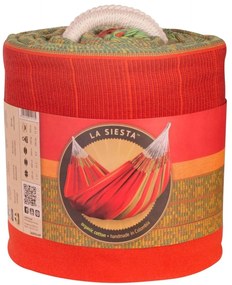 La Siesta Hojdacia sieť FLORA KINGSIZE STRIPES - chilli, 100 % organická bavlna