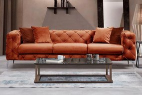 Elegantná 3-miestna pohovka Chesterfield MODERN BAROQUE II 240 cm oranžová, zamat