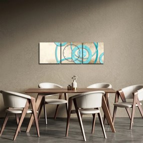 Obraz - Modré kruhy na Aquarel (s hodinami) (90x30 cm)