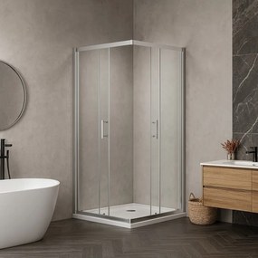 Erga Tucson, sprchový kút s posuvnými dverami 90(dvere) x 100(dvere) x 190 cm, 6mm číre sklo, chrómový profil, ERG-S02-TUCSON-D090D100-CL-CR