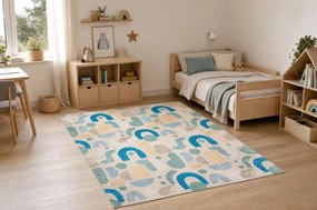 Detský koberec protišmykový BAMBINO 61460 béžový / modrý