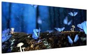 Obraz modrých motýľov (120x50 cm)