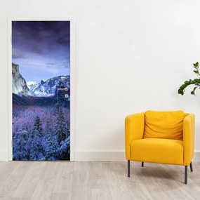 Fototapeta na dvere - Zimná horská krajina (95x205cm)