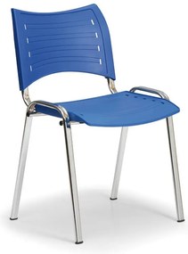 Plastová stolička SMART - chrómované nohy, modrá