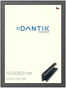 DANTIK rám na obraz 15x20 | ALU Šedá Oplal broušená (Sklo Čiré)