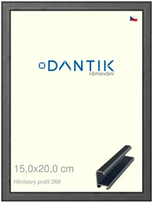 DANTIK rám na obraz 15x20 | ALU Šedá Oplal broušená (Sklo Čiré)