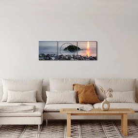 Obraz - Na pobreží (s hodinami) (90x30 cm)