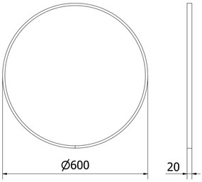 Mexen Loft, okrúhle kúpeľňové zrkadlo 60 cm, farba rámu čierna matná, 9850-060-060-000-70