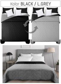 Tutumi Diamante, obojstranný prešívaný prehoz na posteľ 200x220 cm, svetlá šedá-čierna, NAZ-00705