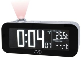 Rádiom riadený budík JVD RB93 s projekciou času a vonkajším čidlom