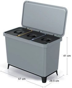 Odpadkový kôš na triedený odpad NKS45W3 30 l - svetlosivá
