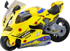 LEAN Toys Rozoberateľný motocykel 2v1 DIY dielňa svetlá zvuky dym žltý 43 cm