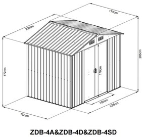 Záhradný domček BestBerg ZDB-4D / 4,1 m² / 236 x 174 x 206 cm / červené drevo / hnedá