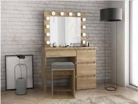 Bestent Toaletný stolík s LED zrkadlom Cleopatra Dub craft