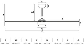 FARO 33815WT - Stropný ventilátor PUNT M čierna pr. 132 cm WT + diaľkové ovládanie