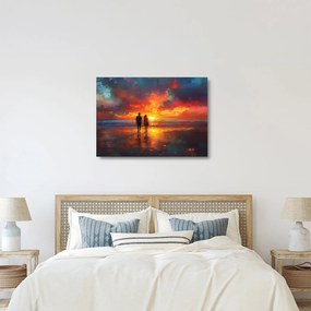 Sklenený obraz - Prechádzka na pláži (70x50 cm)