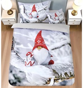 3 dielne 3D obliečky Vianočné Gnome sivý 200x140cm+90x70cm TiaHome