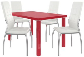 Jedálenský set 1 + 4 Belini červený / biele Loreno LOR/0/ZES/R/4W