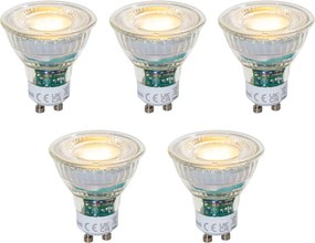 Sada 5 GU10 50mm stmievateľných čírych LED žiaroviek 2,5W 450 lm 2700K