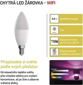 Inteligentná LED žiarovka GoSmart E14 4,8W 230V Wi-Fi RGB stmievateľná