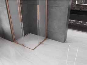 Mexen Velar Duo, sprchový kút s posuvnými dverami 90 x 90 cm, 8mm sklo námraza, medená matná, 871-090-090-32-65