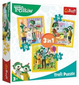 Trefl Puzzle 3v1 Rodina Treflíkovcov 20x19,5cm v krabici 28x28x6cm