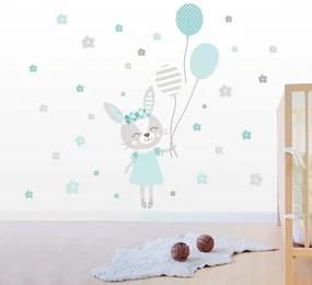 Nálepka na stenu pre dievčatko zajačik 92 x 55 cm
