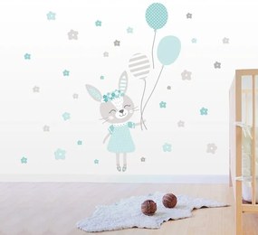 Nálepka na stenu pre dievčatko zajačik 92 x 55 cm