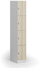 Šatníková skrinka s úložnými boxmi, 4 boxy, 1850 x 300 x 500 mm, otočný zámok, laminované dvere, dub prírodný