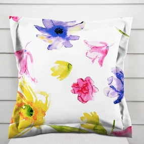 Biante Bavlnená obliečka na vankúš s lemom Sandra SA-481 Žlto-ružové akvarelové kvety na bielom 50 x 60 cm