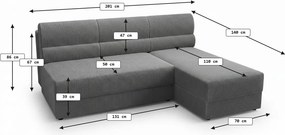 Rozkladacia obojstranná sedacia súprava do L TAVERO SLIM 201x140 cm, horčicová