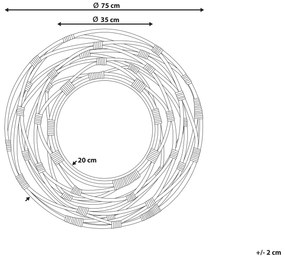 Ratanové prírodné nástenné zrkadlo ø 75 cm BURGIS¨ Beliani